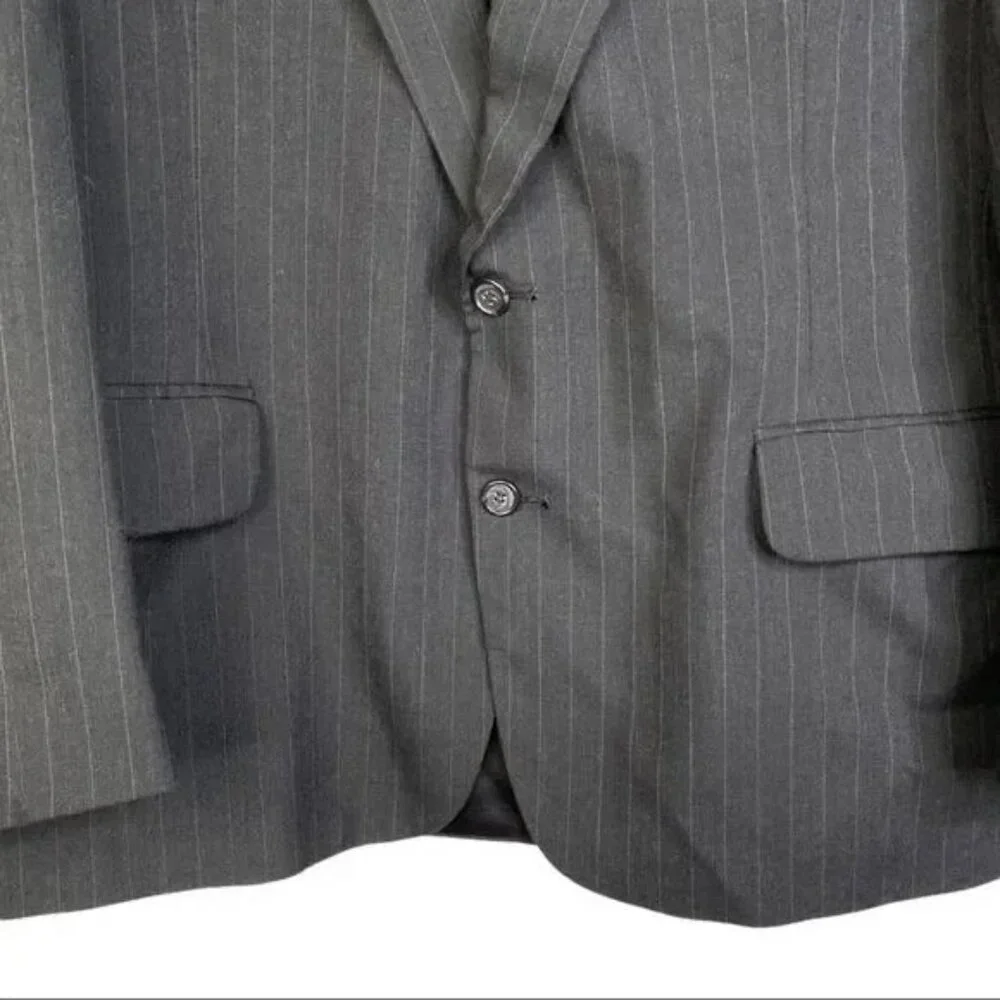 BARRINGTON MEN'S BLACK LINED PINSTRIPE SUIT JACKET 44R-NICE!
